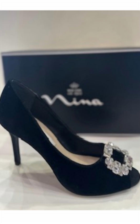Nina - Women's Velvet heel with gem detailing