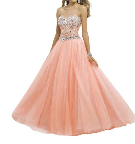 Blush Prom - Stones Embellished Strapless Corset Ballgown