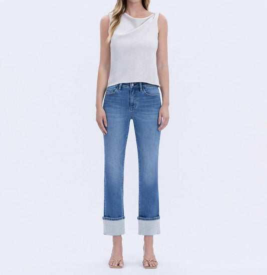 Vervet By Flying Monkey - High Rise Rhinestone Cuff Slim Straight Jeans