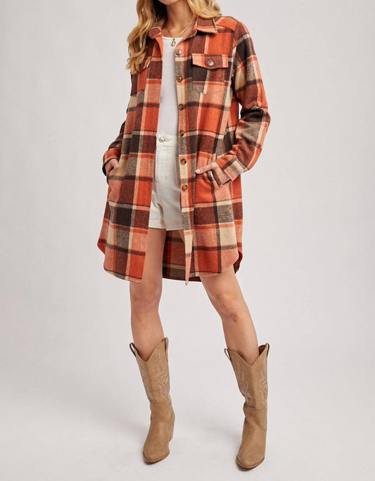 Bluivy - Flannel Plaid Longline Shacket
