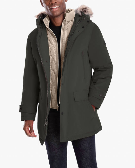 London Fog - Artic Parka With Removable Faux Fur Trim On Hood