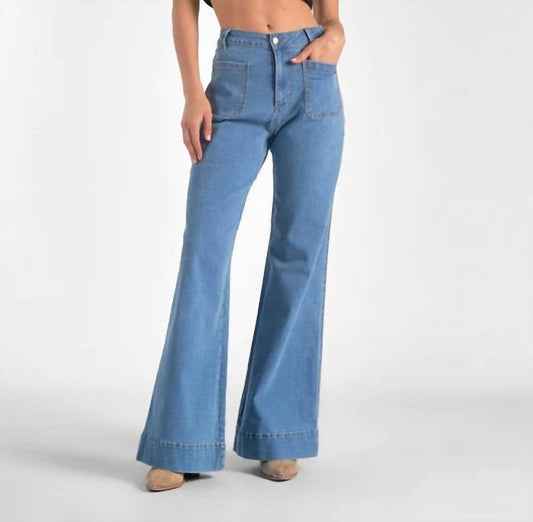 Elan - Patch Pocket High Rise Wide Leg Jeans