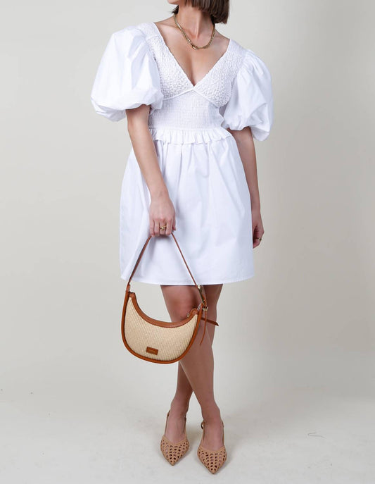 Aureum - Smocked Puff Sleeve Mini Dress