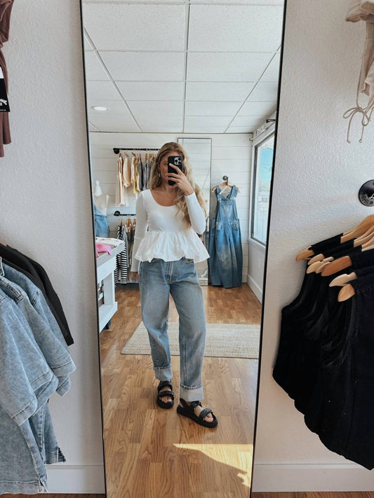 Mable - Bubble Hem Scoop Neck Top