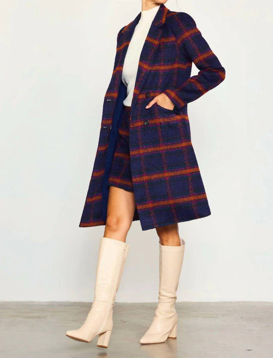 Skies Are Blue - Double Breasted Plaid Coat