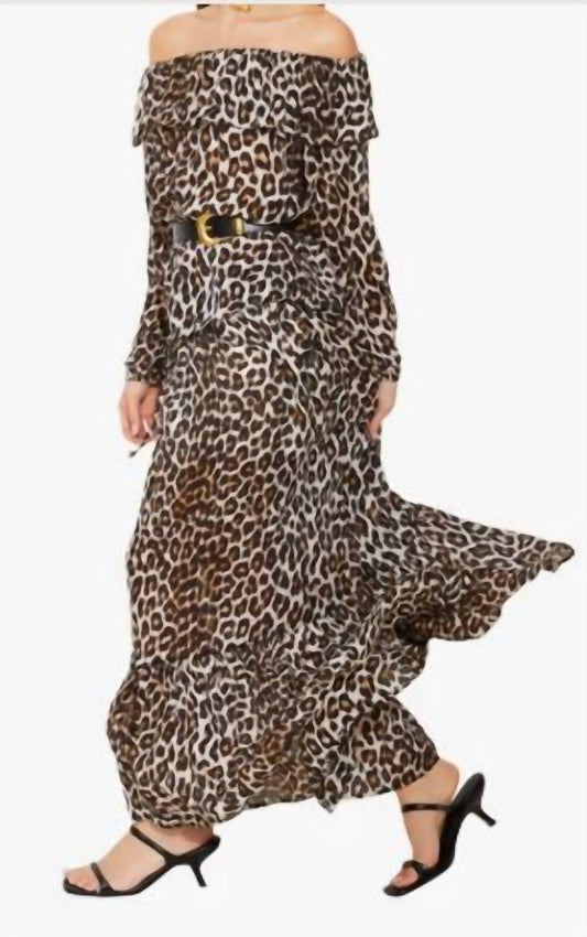 Suncoo - Lola Leopard Blouse with Bardot Collar