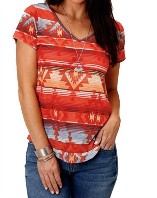Roper - Women's Studio West V-neck Aztec Top