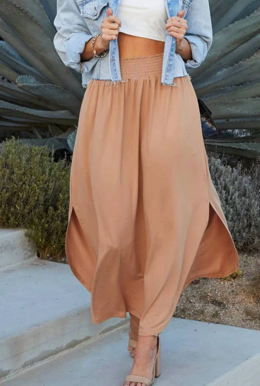 Ninexis - Smocking Waist Maxi Skirt