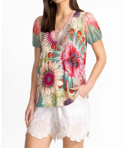 Johnny Was - JANIE FAVORITE V‑NECK PUFF SLEEVE TEE