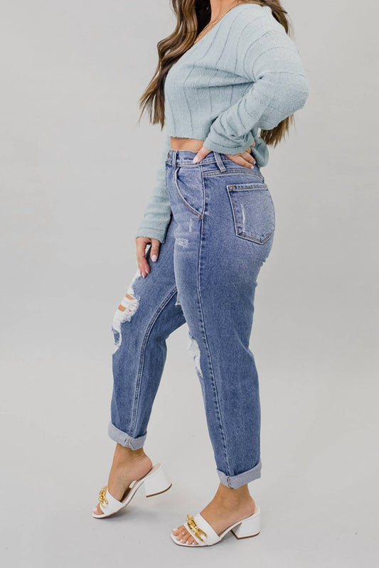 Cello - Dirty Looks High Rise Cuff Mom Jeans