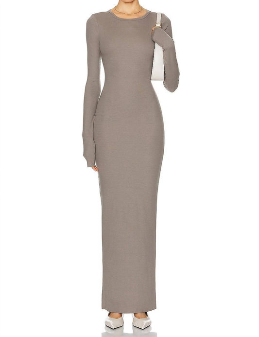 Eterne - Long Sleeve Crewneck Maxi Dress