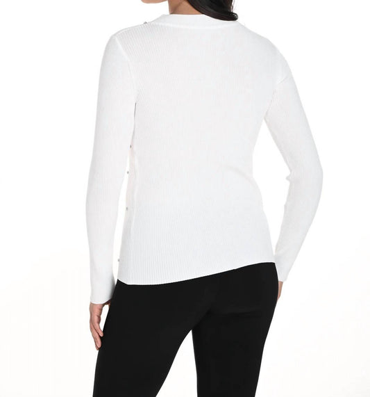 Frank Lyman - Embellished Ribbed Knit Top