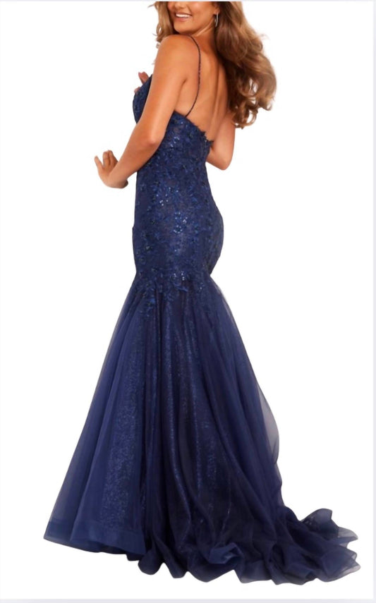 Jovani - Mermaid Plunging Neckline Gown