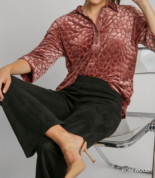 Umgee - Burnout Animal Velvet Top