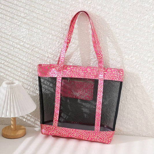 Judson & Co. - Metallic Animal Print Mesh Beach Vacation Tote