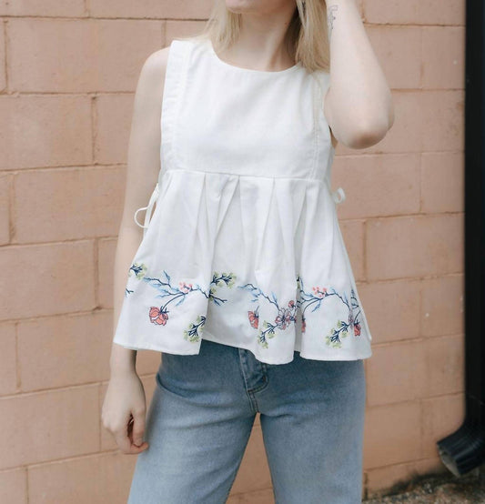 Mable - Embroidered Peplum Tank Top