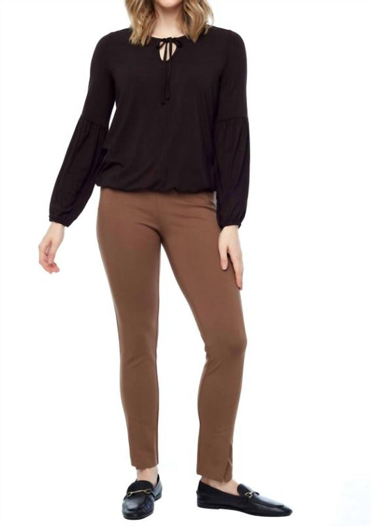 Bamboo Knit Long Sleeve Tie Neck Top