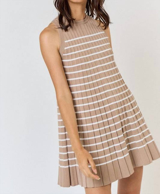 Lalavon - Casual Elegance Stripe Knit Dress