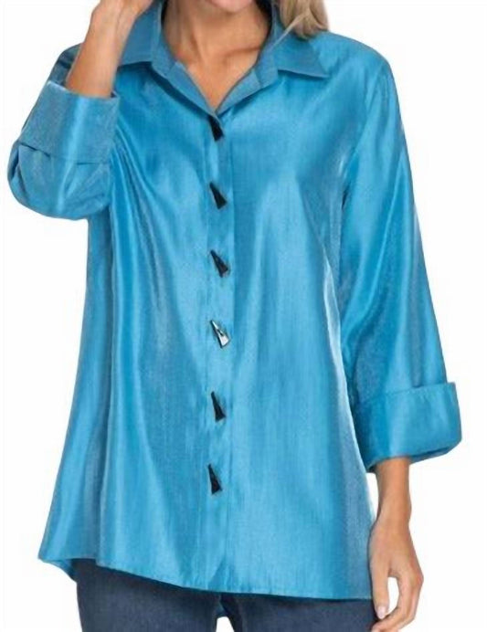 Multiples - Turn-up Cuff Button Front High-Low Shirt