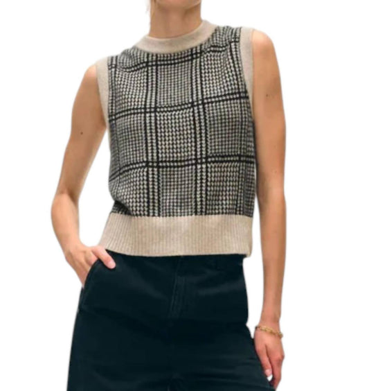 White + Warren - Cashmere Houndstooth Shell Vest