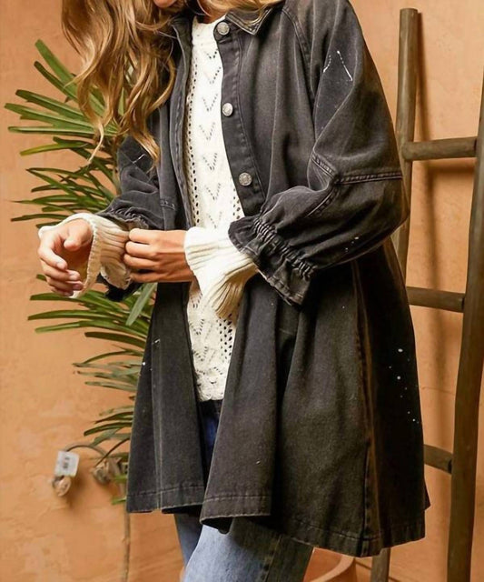 Davi & Dani - Denim Button Down Mini Shirt Dress