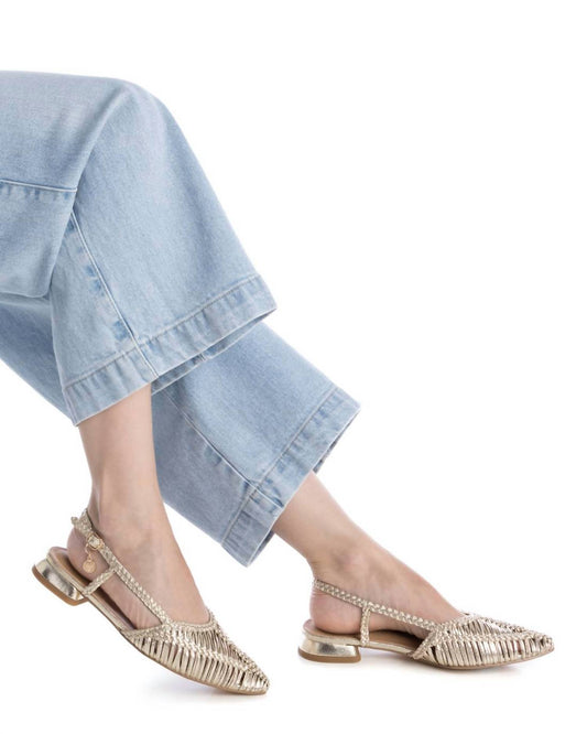 Xti - Women's Metallic Braided Slingback Flats