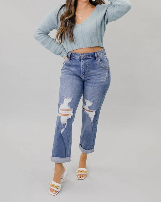 Cello - Dirty Looks High Rise Cuff Mom Jeans