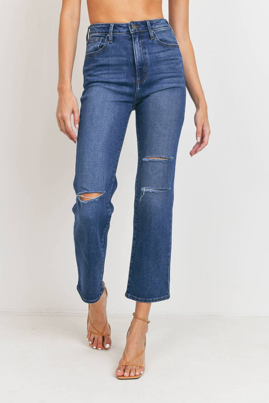 Jbd. - Straight Leg Knee Slit Jeans