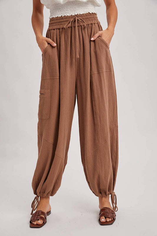 Bluivy - Gauzy Harem Drawstring Pants