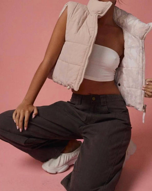Papermoon - Camo Cropped Puffer Vest