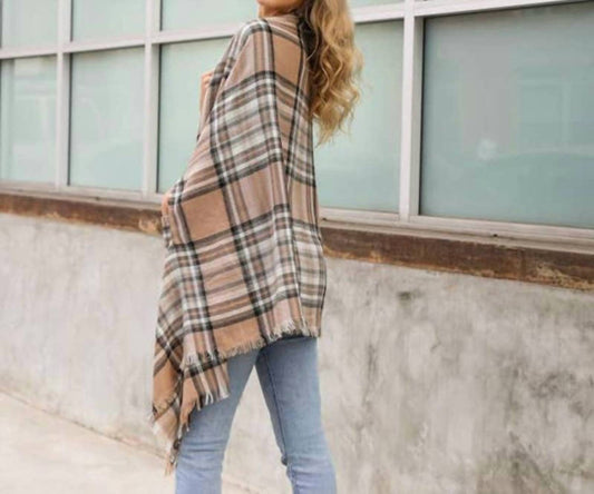 Leto - Classic Plaid Pocket Ruana Shawl Wrap
