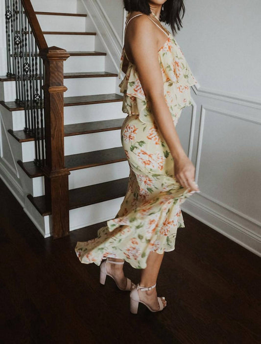 Flying Tomato - FLORAL RUFFLE TRIM HIGH LOW SKIRT