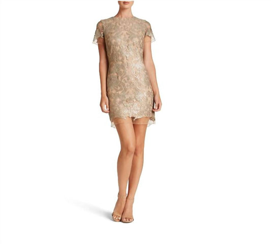 Dress The Population - Short Sleeve Sequin Lace Mini Dress