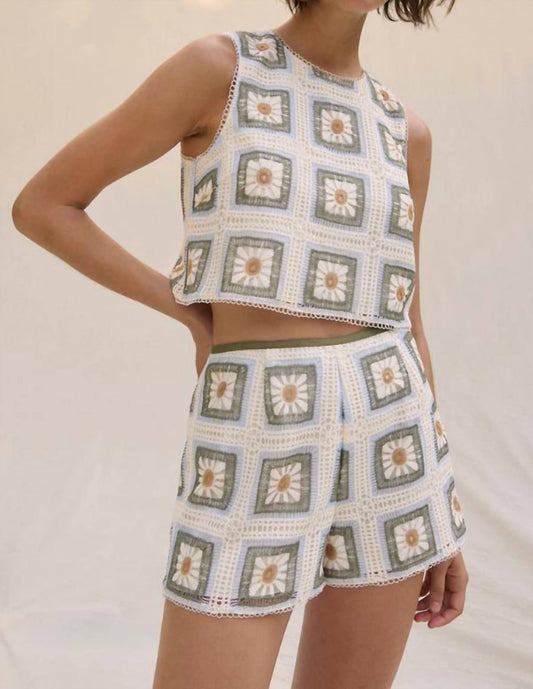 Saylor - Lia Daisy Crochet Top And Short Set