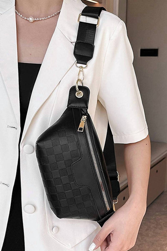 42Pops - Women's Vegan Leather Checkered Crossbody Sling Bag