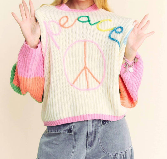 Bibi - 3D Chunky Thread Striped Sweater Top