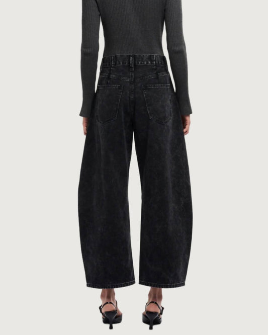 Bayeas - Darted Super High Waist Barrel Jeans