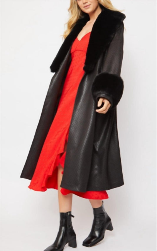 Jayley - Jayley Oversized Faux Suede Jacket With Detachable Faux Fur Cuffs & Collar
