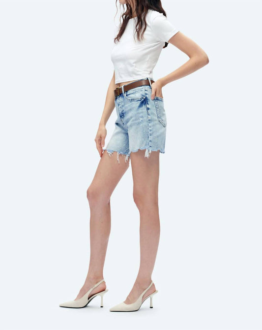 Bayeas - Bella High Rise Button Fly Distressed Denim Shorts