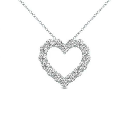 Diana M Jewels - 14kt 1.00 Ct Lab Grown Open Heart Diamond Pendant Necklace
