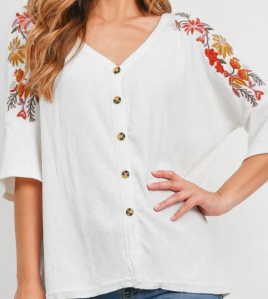 Mittoshop - Half Sleeve Floral Button Up