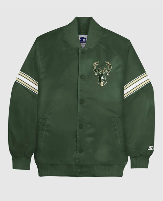 Starter - Men's Milwaukee Bucks Satin Full-snap Jacket