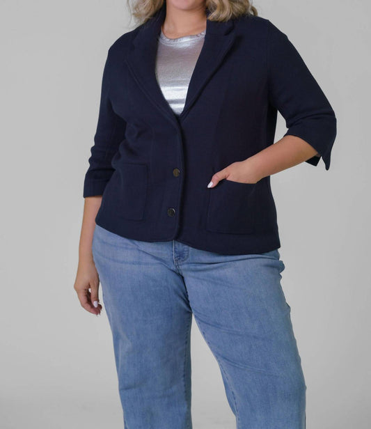 Minnie Rose - Cotton Blend Shrunken Blazer - Plus