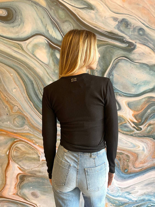 Ganni - Rib Jersey Wrap Top