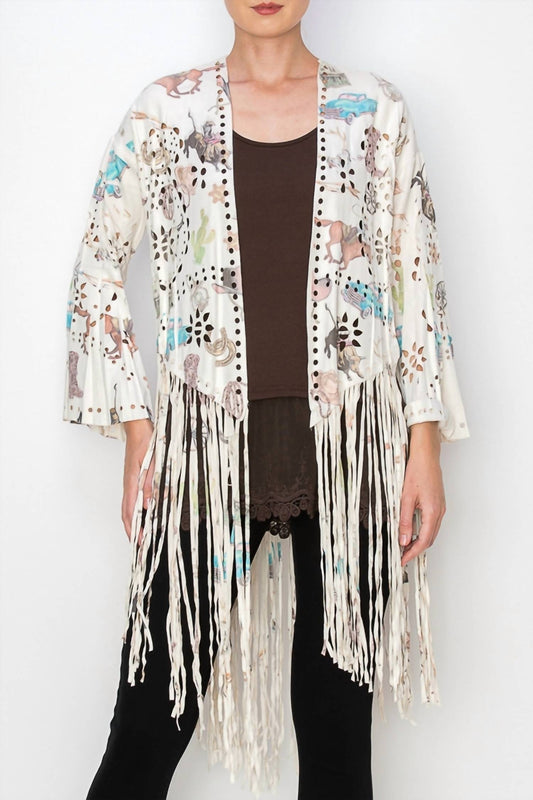 Origami - Lace And Crochet Jacket With Fringe