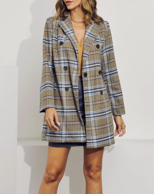 DOUBLE-BREASTED CHECKED COAT