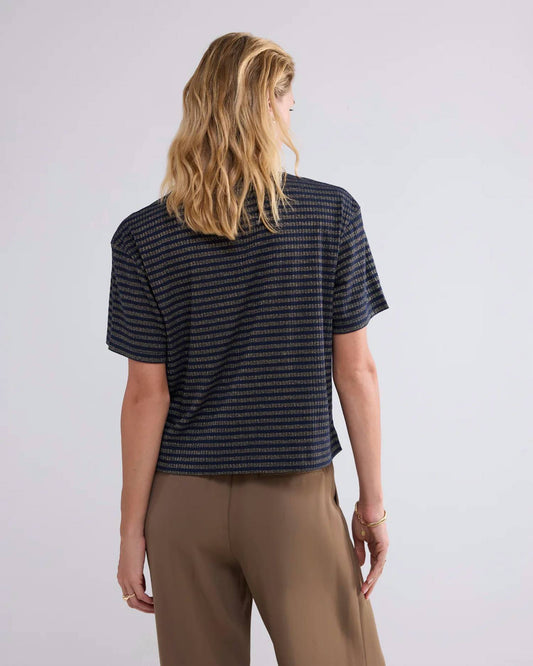 Summum - Lurex Stripe Short Sleeve Top