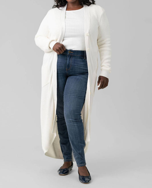 Minnie Rose - Cotton / Cashmere Belted Ribbed Long Cardigan - Plus Size