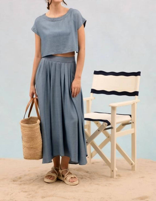 Blu Pepper - Chambray Boat Neck Boxy Crop Top