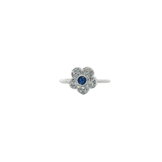 Normani - Women's Diamond And Sapphire Flower Ring